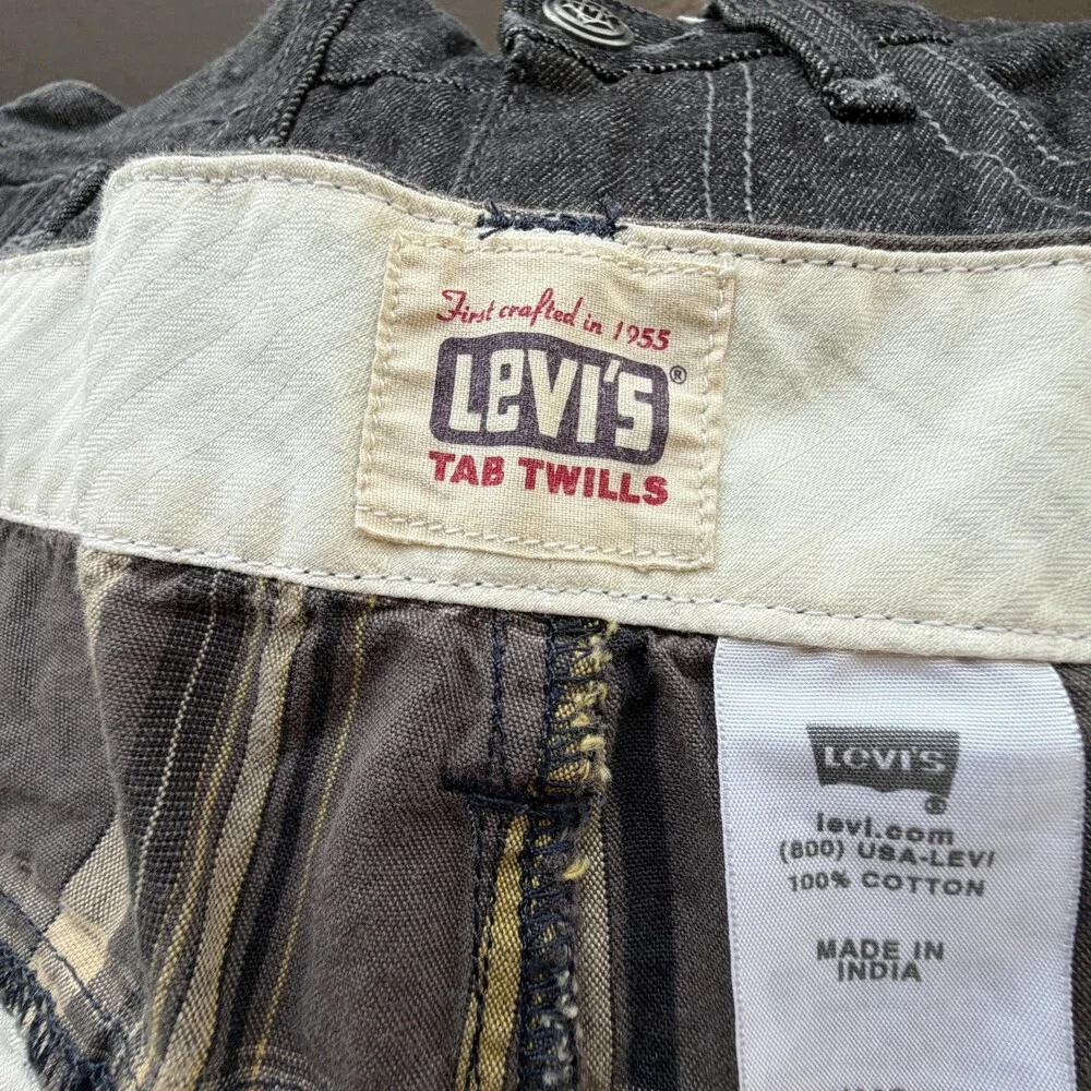Levis Tab Twills Shorts Mens 40 Brown Plaid Cotton Chino 11 Inseam Casual Summer